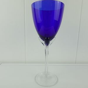 Murano Art Glass Hand Blown Wine Glass Cobalt Blue